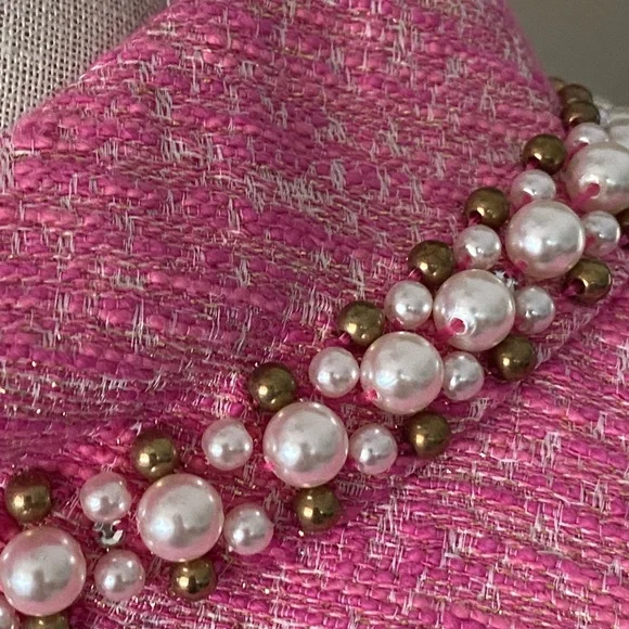 NWOT Lilly Pulitzer 10 Dress Portia Pink Shimmer Pearl Collar Sleeveless Tweed - Picture 5 of 13